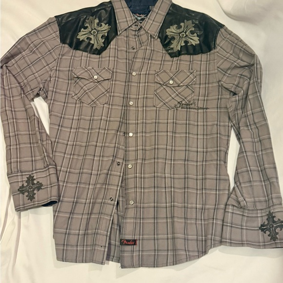 Fender Other - Fender Rock & Roll Religion Western Shirt XL – Leather Trim, Embroidered